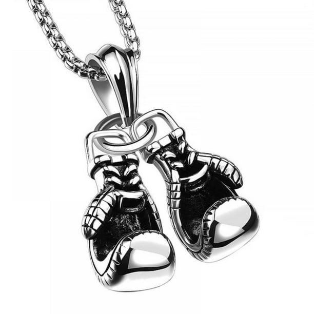 BLILNGMC Hip Hop Men Jewelry Personality Necklace Stainless Steel Double Glove Pendant 